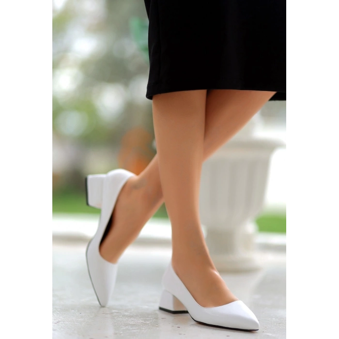 TAVSİYE EDİLEN GÜVENLİ SATICI Desniy Beyaz Cilt Topuklu Ayakkabı