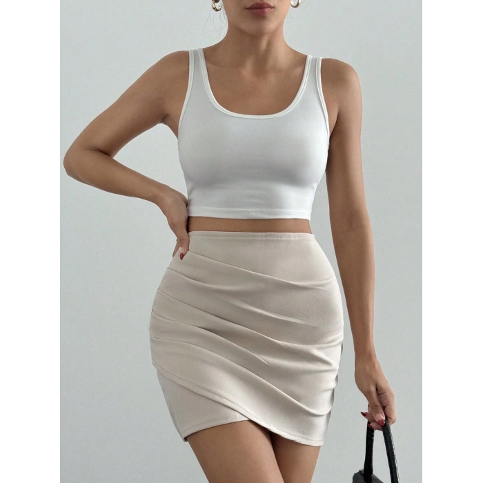 TAVSİYE EDİLEN GÜVENLİ SATICI Drapeli mini etek s24771