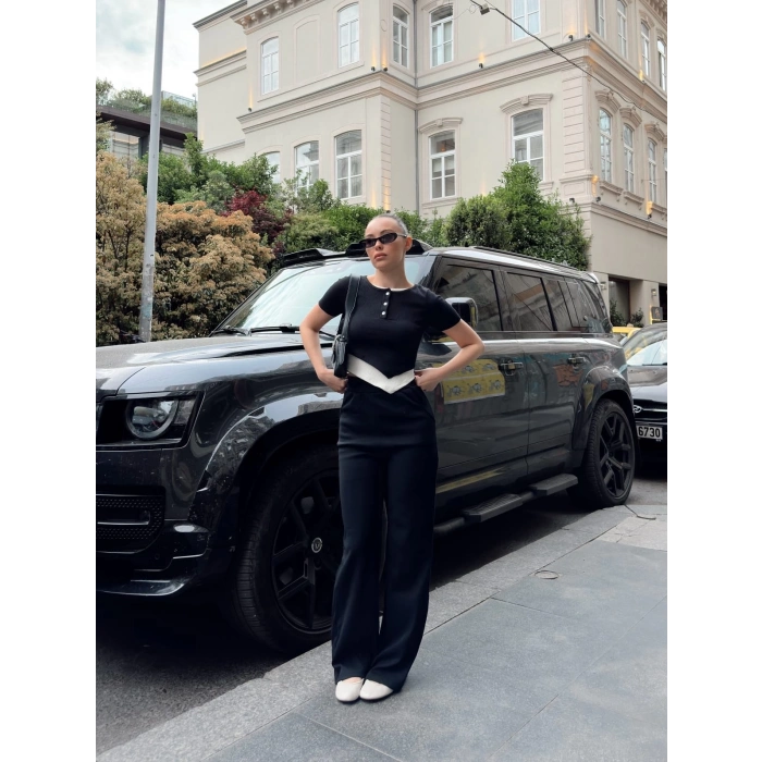 TAVSİYE EDİLEN GÜVENLİ SATICI Düğme yakalı siyah alt üst takım s3943