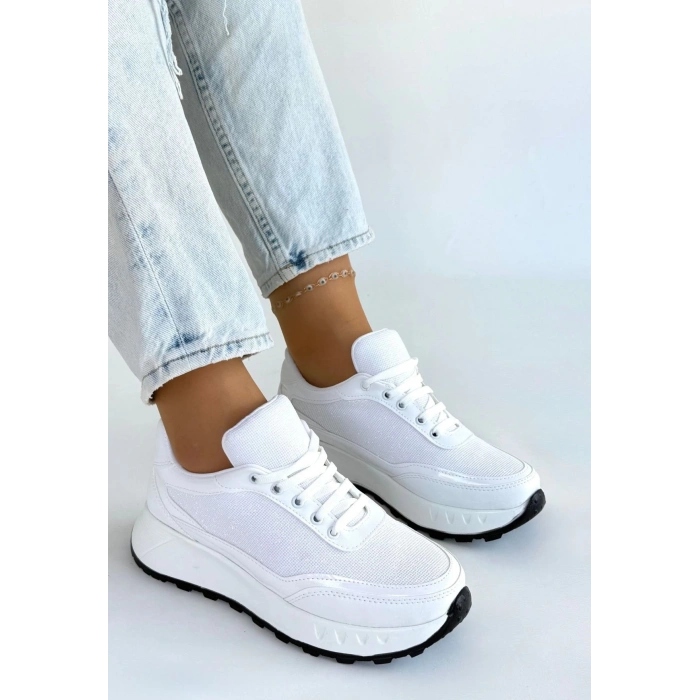 TAVSİYE EDİLEN GÜVENLİ SATICI Edva Beyaz Cilt Bağcıklı Spor Ayakkabı