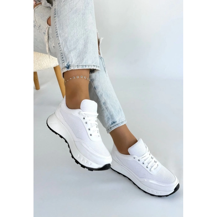TAVSİYE EDİLEN GÜVENLİ SATICI Edva Beyaz Cilt Bağcıklı Spor Ayakkabı