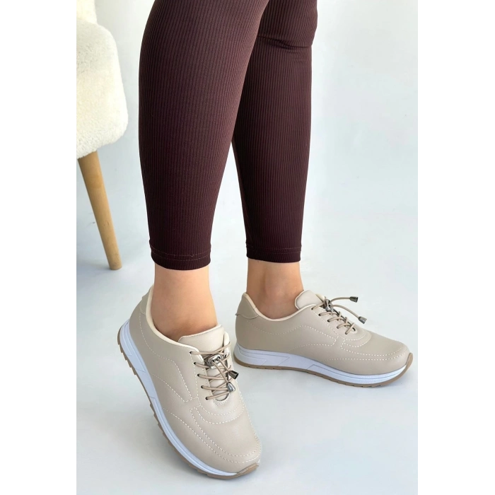 TAVSİYE EDİLEN GÜVENLİ SATICI Finna Bej Cilt Bağcıklı Spor Ayakkabı