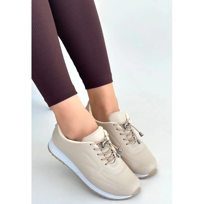 TAVSİYE EDİLEN GÜVENLİ SATICI Finna Bej Cilt Bağcıklı Spor Ayakkabı