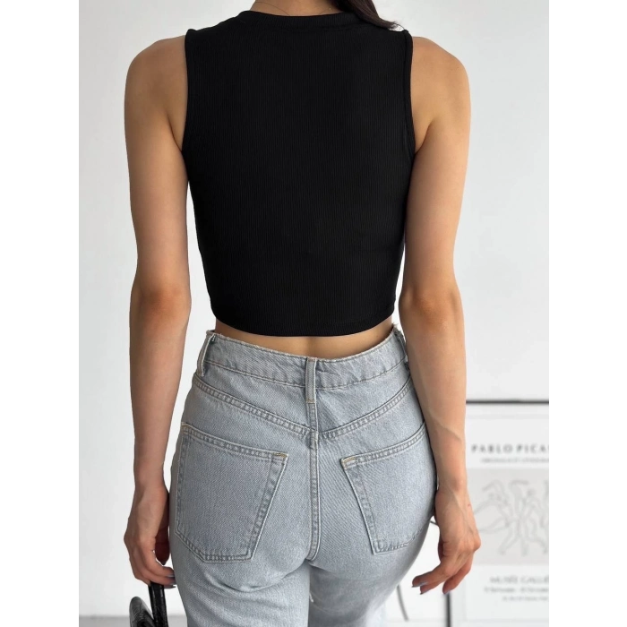 TAVSİYE EDİLEN GÜVENLİ SATICI fitilli kaşkorse yakası zincirli atlet siyah