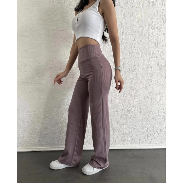 TAVSİYE EDİLEN GÜVENLİ SATICI fitilli palazzo pantolon sütlükahve