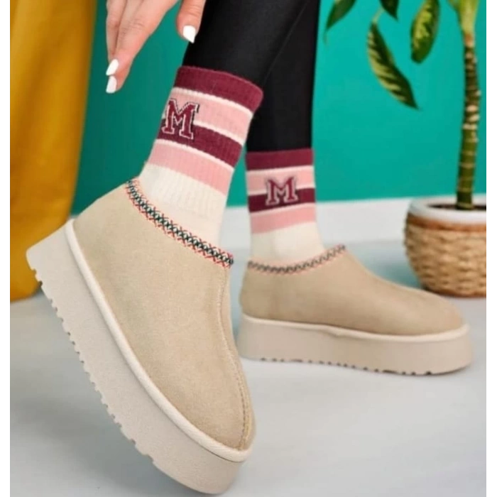 TAVSİYE EDİLEN GÜVENLİ SATICI Foyk Bej Süet Bot