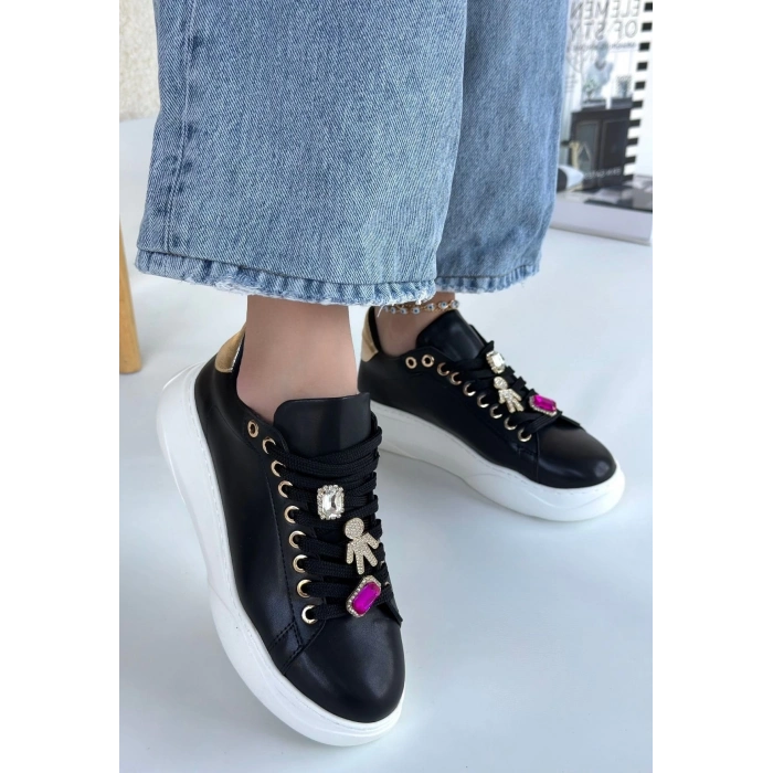 TAVSİYE EDİLEN GÜVENLİ SATICI Gane Siyah Cilt Bağcıklı Spor Ayakkabı