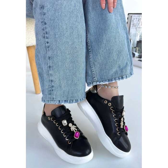 TAVSİYE EDİLEN GÜVENLİ SATICI Gane Siyah Cilt Bağcıklı Spor Ayakkabı