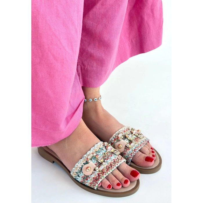 TAVSİYE EDİLEN GÜVENLİ SATICI Gonne Renkli Hasır Dokuma Terlik