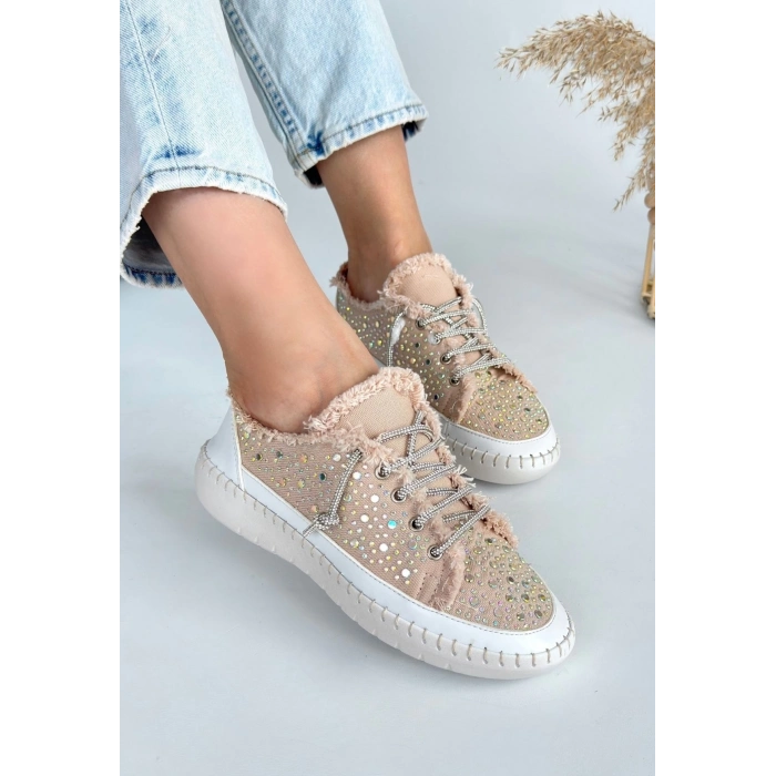 TAVSİYE EDİLEN GÜVENLİ SATICI Guji Bej Kot Bağcıklı Spor Ayakkabı