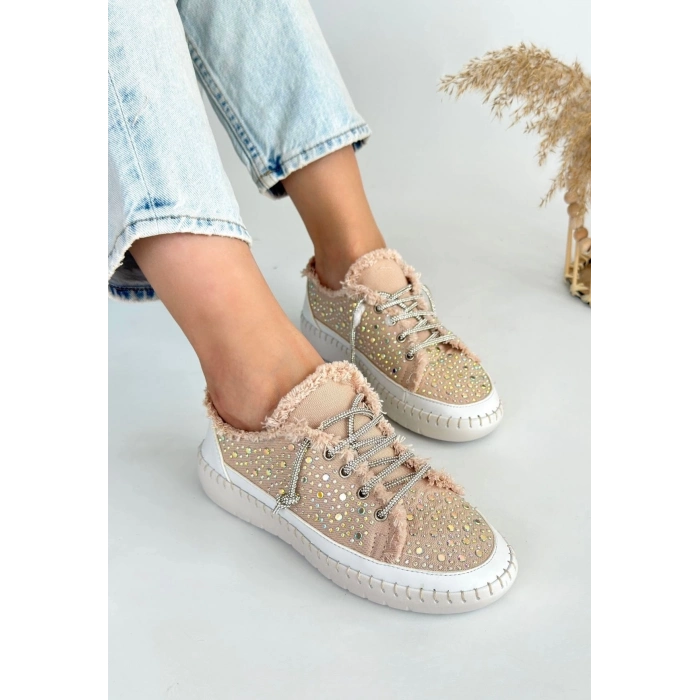 TAVSİYE EDİLEN GÜVENLİ SATICI Guji Bej Kot Bağcıklı Spor Ayakkabı