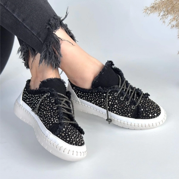 TAVSİYE EDİLEN GÜVENLİ SATICI Guji Siyah Kot Bağcıklı Spor Ayakkabı