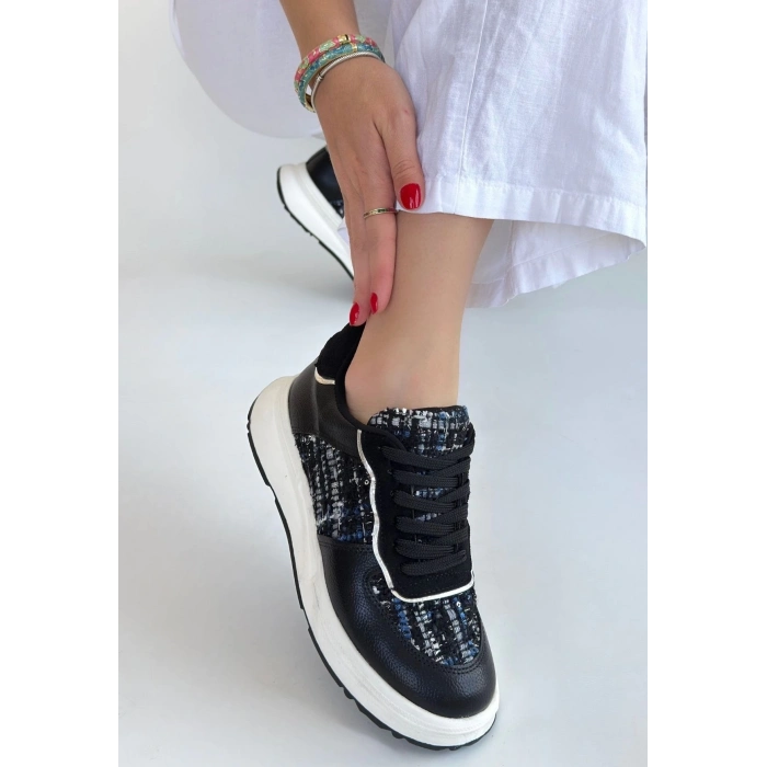 TAVSİYE EDİLEN GÜVENLİ SATICI Hawer Siyah Cilt Bağcıklı Spor Ayakkabı