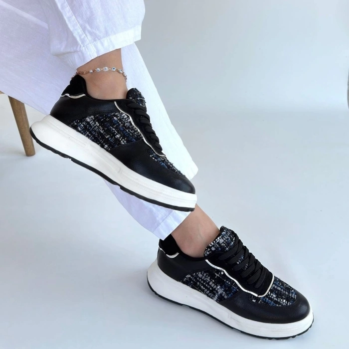 TAVSİYE EDİLEN GÜVENLİ SATICI Hawer Siyah Cilt Bağcıklı Spor Ayakkabı