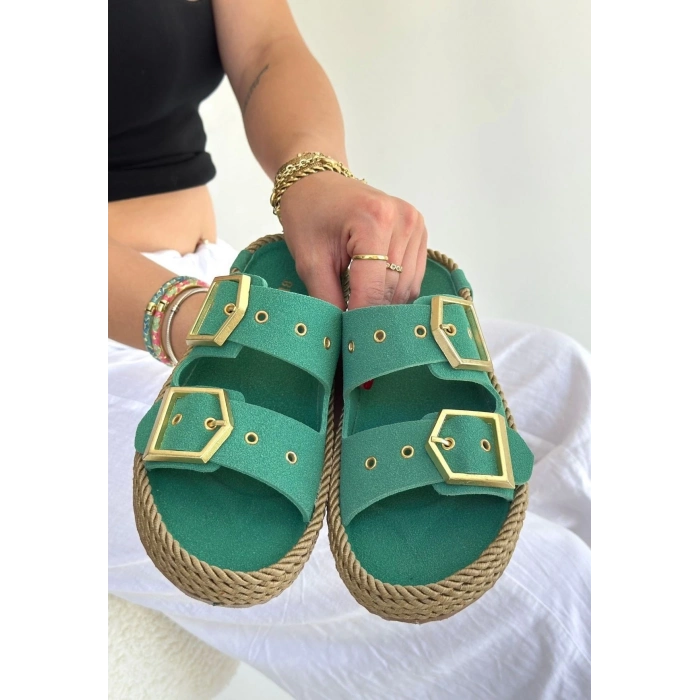 TAVSİYE EDİLEN GÜVENLİ SATICI İces Yeşil Nubuk Terlik