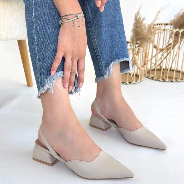 TAVSİYE EDİLEN GÜVENLİ SATICI Jenti Bej Cilt Topuklu Ayakkabı