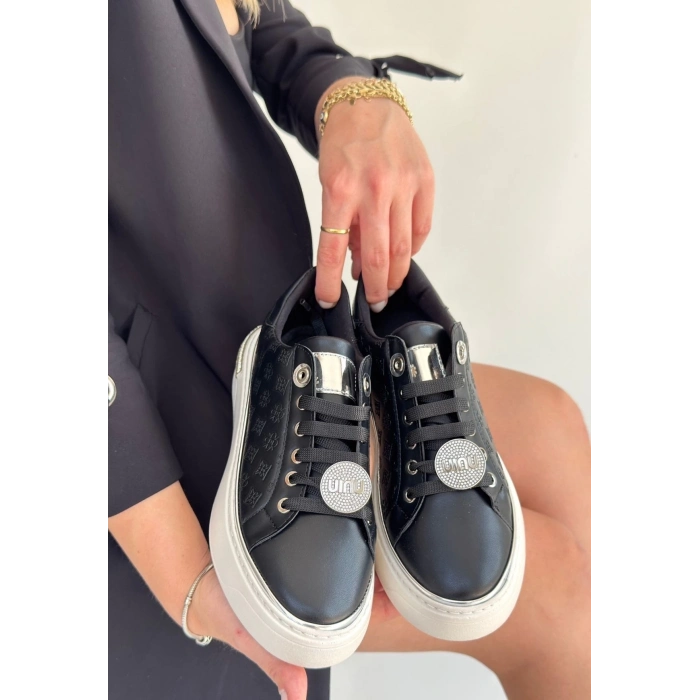 TAVSİYE EDİLEN GÜVENLİ SATICI Jlar Siyah Cilt Bağcıklı Spor Ayakkabı