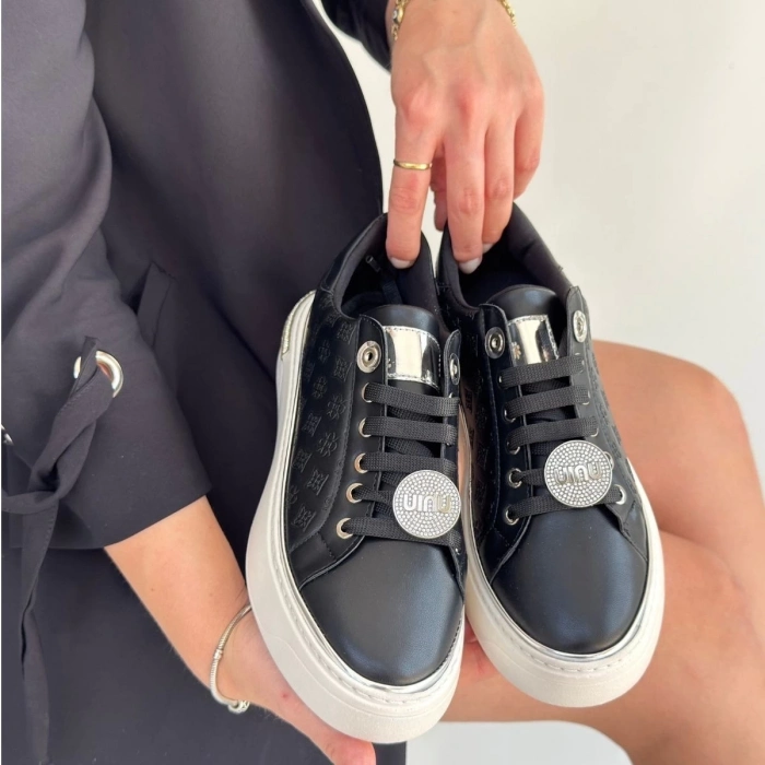 TAVSİYE EDİLEN GÜVENLİ SATICI Jlar Siyah Cilt Bağcıklı Spor Ayakkabı