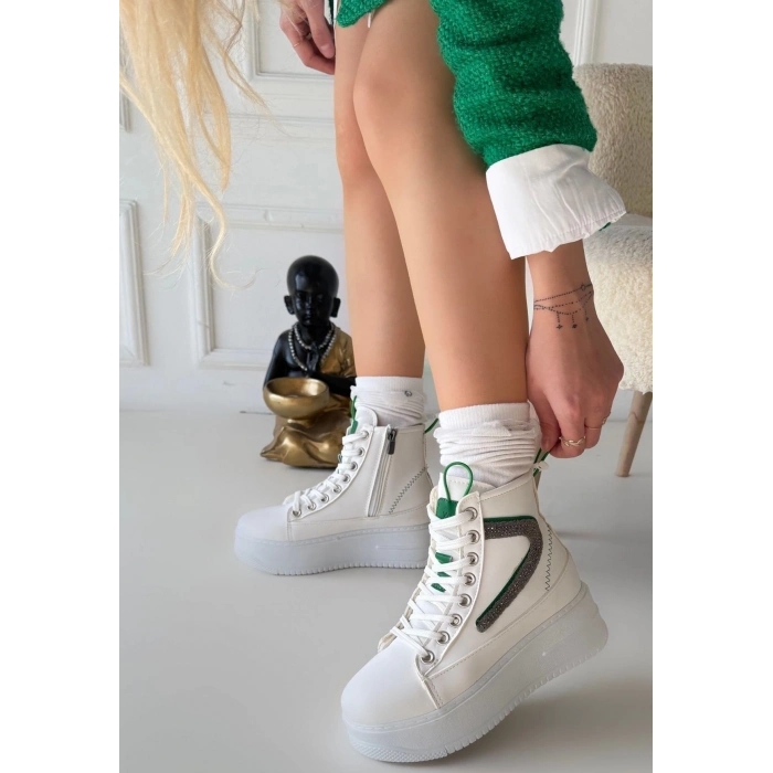 TAVSİYE EDİLEN GÜVENLİ SATICI Joila Beyaz Cilt Yeşil Detaylı Bot