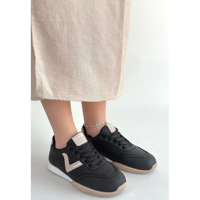 TAVSİYE EDİLEN GÜVENLİ SATICI Jowen Siyah Cilt Bej Detaylı Bağcıklı Spor Ayakkabı