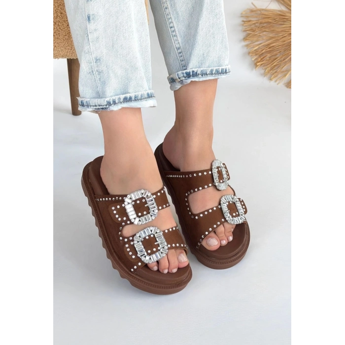 TAVSİYE EDİLEN GÜVENLİ SATICI Juana Taba  Nubuk  Taşlı Terlik