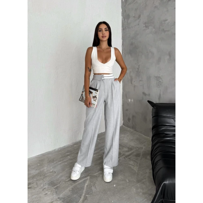 TAVSİYE EDİLEN GÜVENLİ SATICI Kadın Ters Kemer Detaylı Poliviskon Pantolon