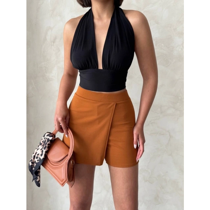 TAVSİYE EDİLEN GÜVENLİ SATICI Kapaklı şort etek camel s208