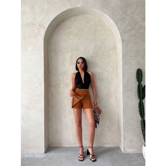 TAVSİYE EDİLEN GÜVENLİ SATICI Kapaklı şort etek camel s208