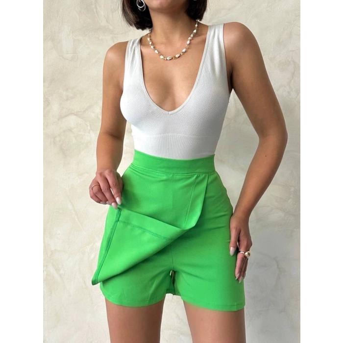 TAVSİYE EDİLEN GÜVENLİ SATICI Kapaklı şort etek yeşil s24901