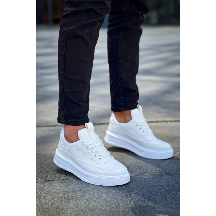 TAVSİYE EDİLEN GÜVENLİ SATICI KB-006 Kuback Beyaz Cilt  Yüksek Taban Bağcıklı Günlük Erkek Ayakkabı