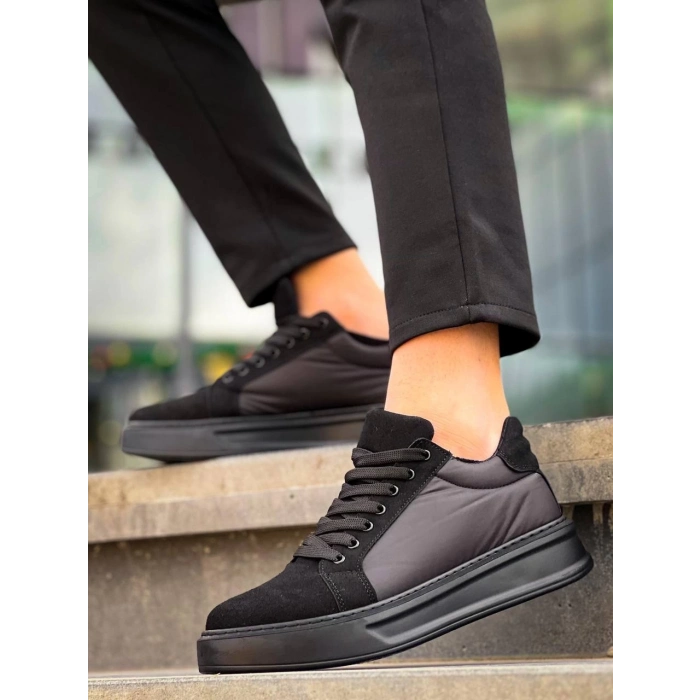 TAVSİYE EDİLEN GÜVENLİ SATICI KB-046 Kuback Siyah Paraşüt Siyah Yüksek Taban Günlük Spor Ayakkabı