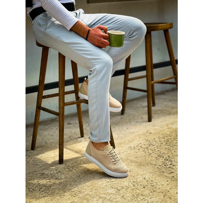 TAVSİYE EDİLEN GÜVENLİ SATICI KB-101 Kuback Bej Triko Bağcıklı Günlük Erkek Ayakkabı