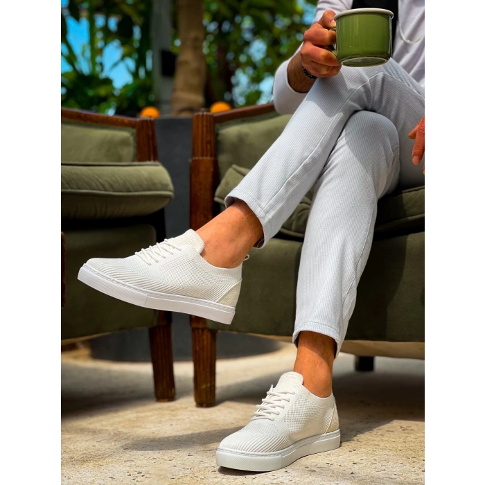TAVSİYE EDİLEN GÜVENLİ SATICI KB-101 Kuback Beyaz Triko Bağcıklı Günlük Erkek Ayakkabı