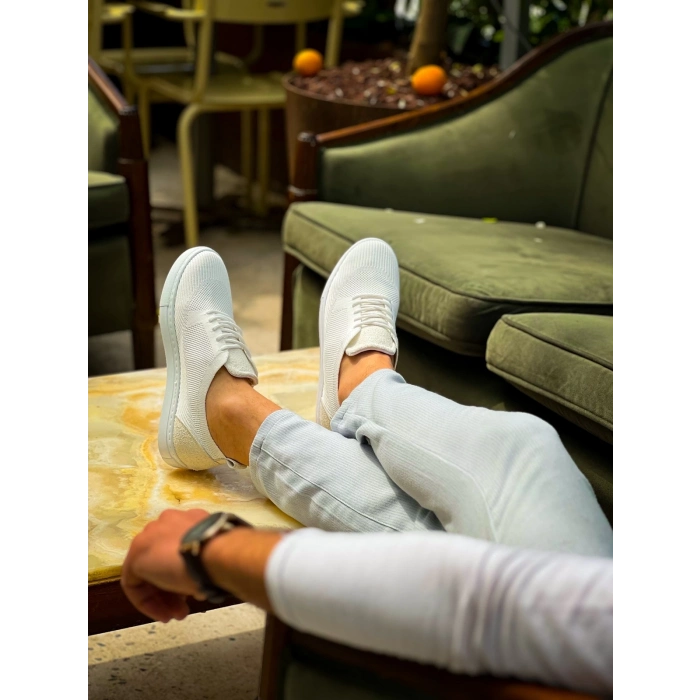 TAVSİYE EDİLEN GÜVENLİ SATICI KB-101 Kuback Beyaz Triko Bağcıklı Günlük Erkek Ayakkabı