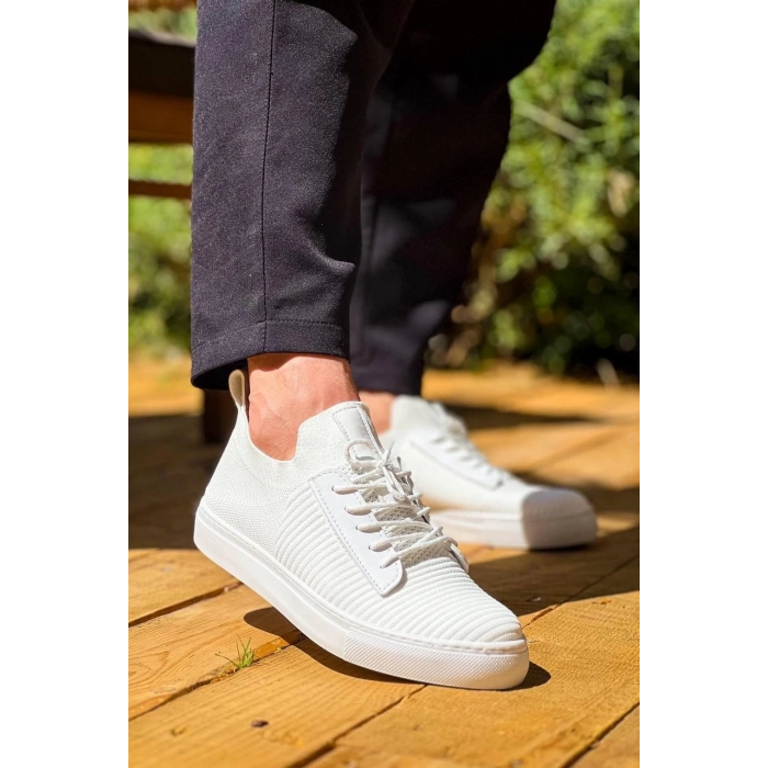 TAVSİYE EDİLEN GÜVENLİ SATICI KB-110  Kuback Beyaz Triko Yüksek Taban Bağcıklı Günlük Erkek Ayakkabı