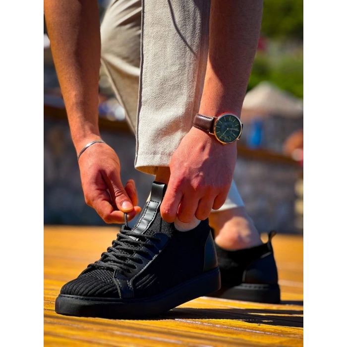 TAVSİYE EDİLEN GÜVENLİ SATICI KB-112  Kuback Siyah Siyah TabanTriko Bağcıklı  Günlük Erkek  Ayakkabı