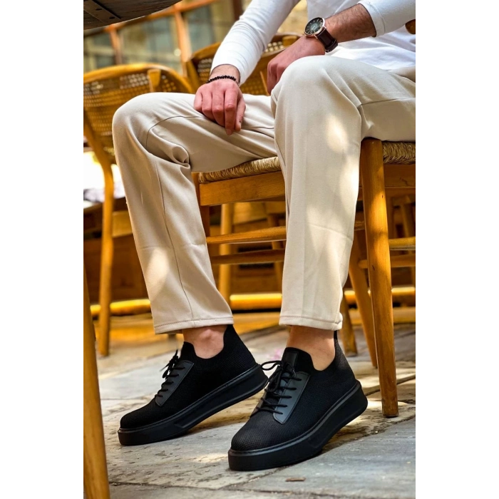 TAVSİYE EDİLEN GÜVENLİ SATICI KB-116 Kuback Siyah Siyah Taban Bağcıklı Triko Günlük Erkek Ayakkabı