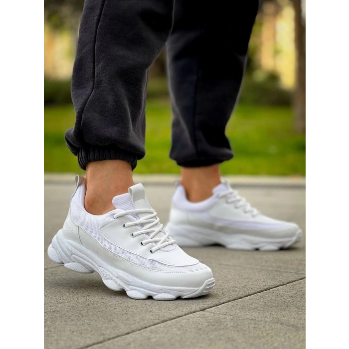 TAVSİYE EDİLEN GÜVENLİ SATICI KB-707  Kuback  Beyaz Cilt Yüksek Taban Bağcıklı Günlük Erkek Ayakkabı