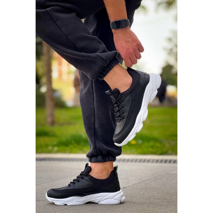 TAVSİYE EDİLEN GÜVENLİ SATICI KB-707  Kuback Siyah Cilt Yüksek Taban Bağcıklı Günlük Erkek Ayakkabı