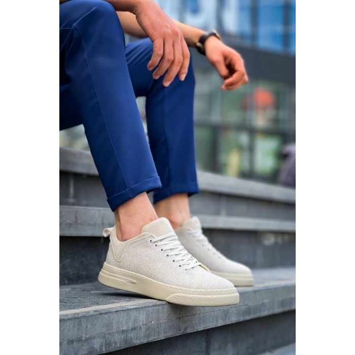 TAVSİYE EDİLEN GÜVENLİ SATICI KB-X204 Kuback Bej Keten Bej Yüksek Taban Günlük Erkek Spor Ayakkabı