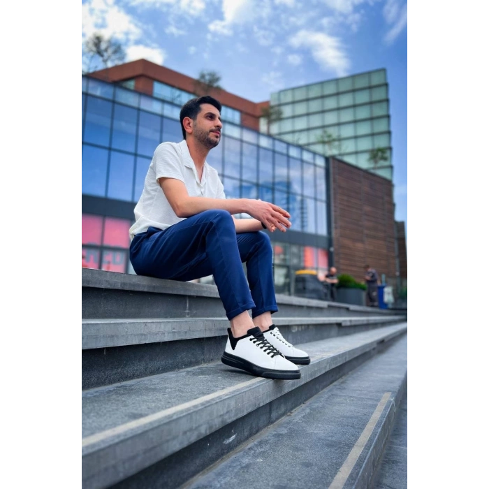 TAVSİYE EDİLEN GÜVENLİ SATICI KB-X204 Kuback Beyaz Siyah Keten Siyah Yüksek Taban Günlük Erkek Spor Ayakkabı