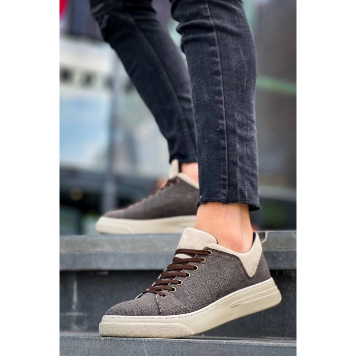 TAVSİYE EDİLEN GÜVENLİ SATICI KB-X204 Kuback Taba Bej Keten Bej Yüksek Taban Günlük Erkek Spor Ayakkabı