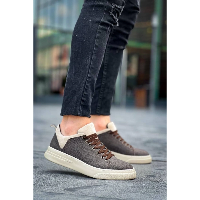 TAVSİYE EDİLEN GÜVENLİ SATICI KB-X204 Kuback Taba Bej Keten Bej Yüksek Taban Günlük Erkek Spor Ayakkabı