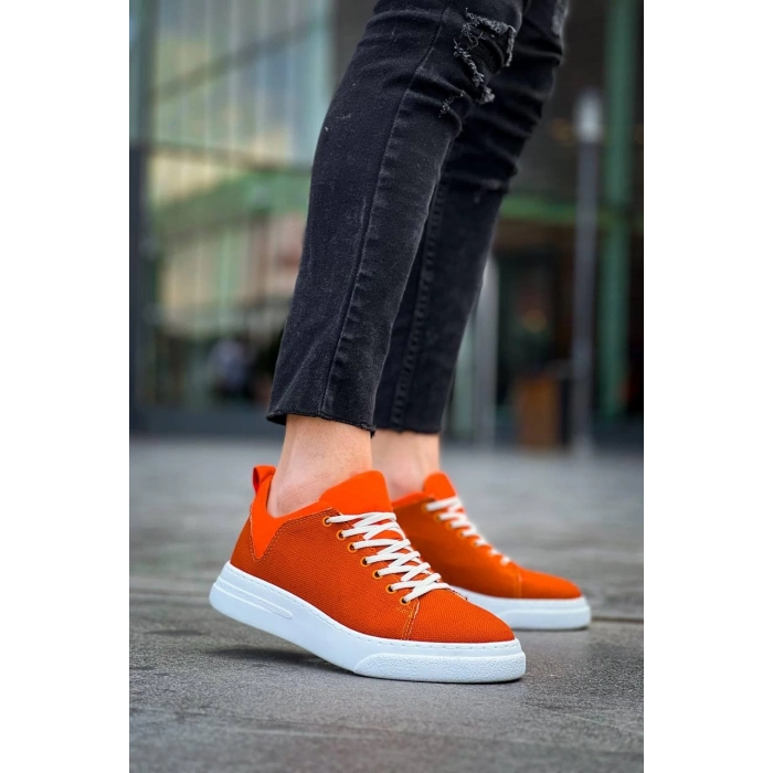 TAVSİYE EDİLEN GÜVENLİ SATICI KB-X204 Kuback Turuncu Keten Beyaz Yüksek Taban Günlük Erkek Spor Ayakkabı