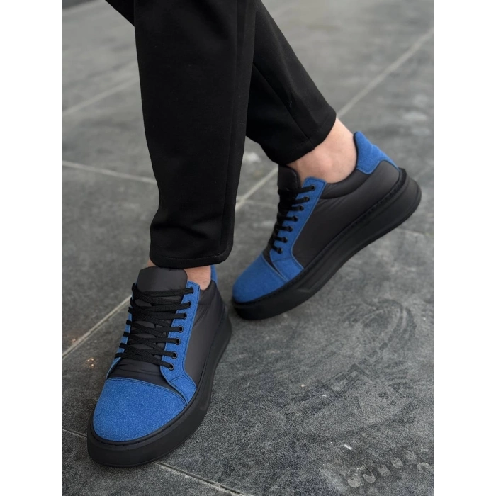 TAVSİYE EDİLEN GÜVENLİ SATICI KB-X46 Kuback Siyah Sax Mavi Yüksek Siyah Taban Günlük Spor Ayakkabı