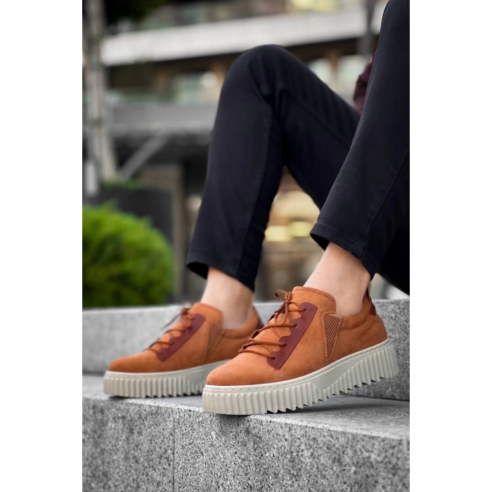 TAVSİYE EDİLEN GÜVENLİ SATICI KB-X502  Kuback Taba Süet Yüksek Bej Taban Bağcık Detaylı Lastikli Günlük Erkek Ayakkabı