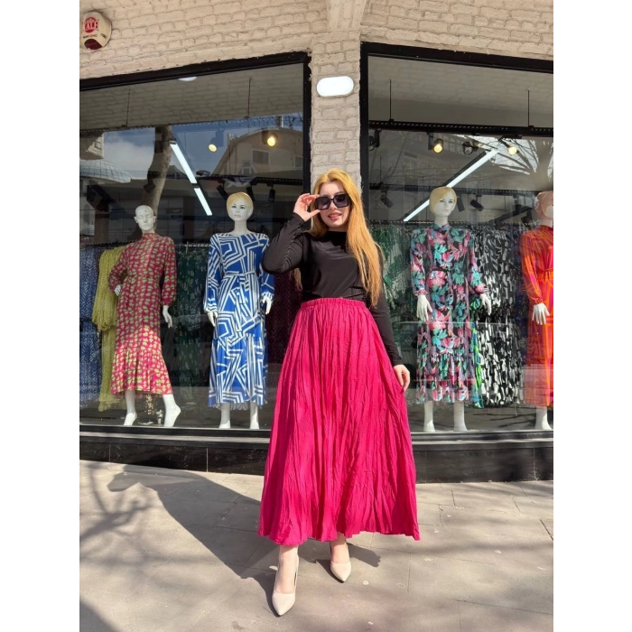 TAVSİYE EDİLEN GÜVENLİ SATICI Kraş etek fuşya