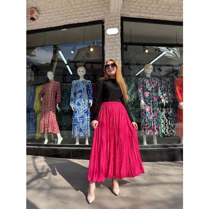 TAVSİYE EDİLEN GÜVENLİ SATICI Kraş etek fuşya