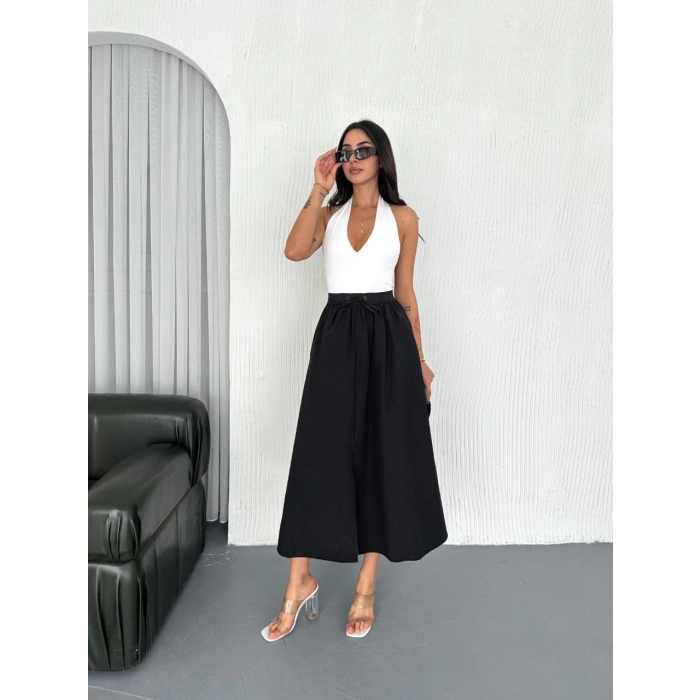 TAVSİYE EDİLEN GÜVENLİ SATICI Kuş Gözlü Papırtaç Detaylı Yüksek Bel Şık Kadın Etek – Yeni Sezon