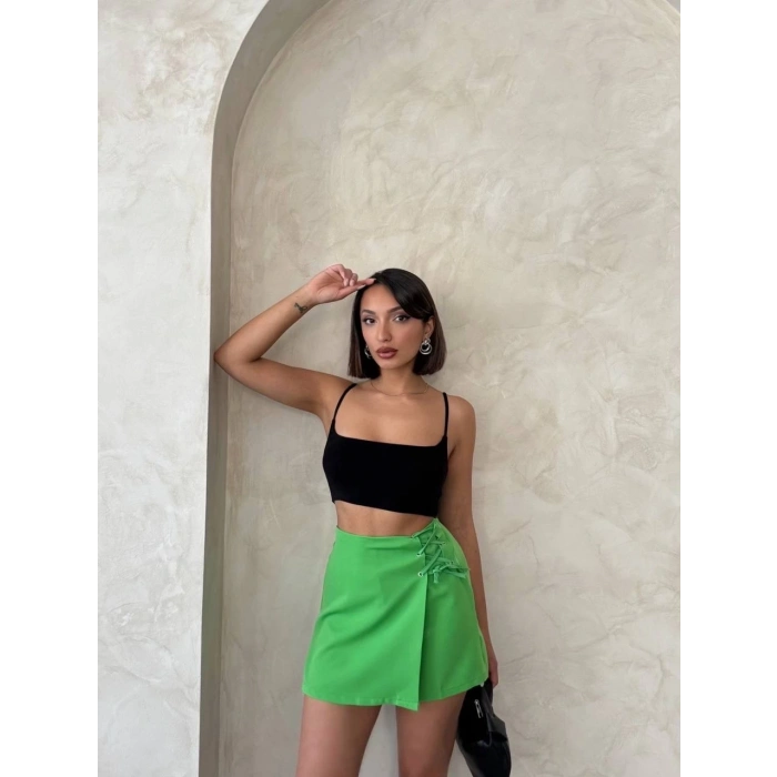 TAVSİYE EDİLEN GÜVENLİ SATICI Kuş gözü şort etek yeşil s25819